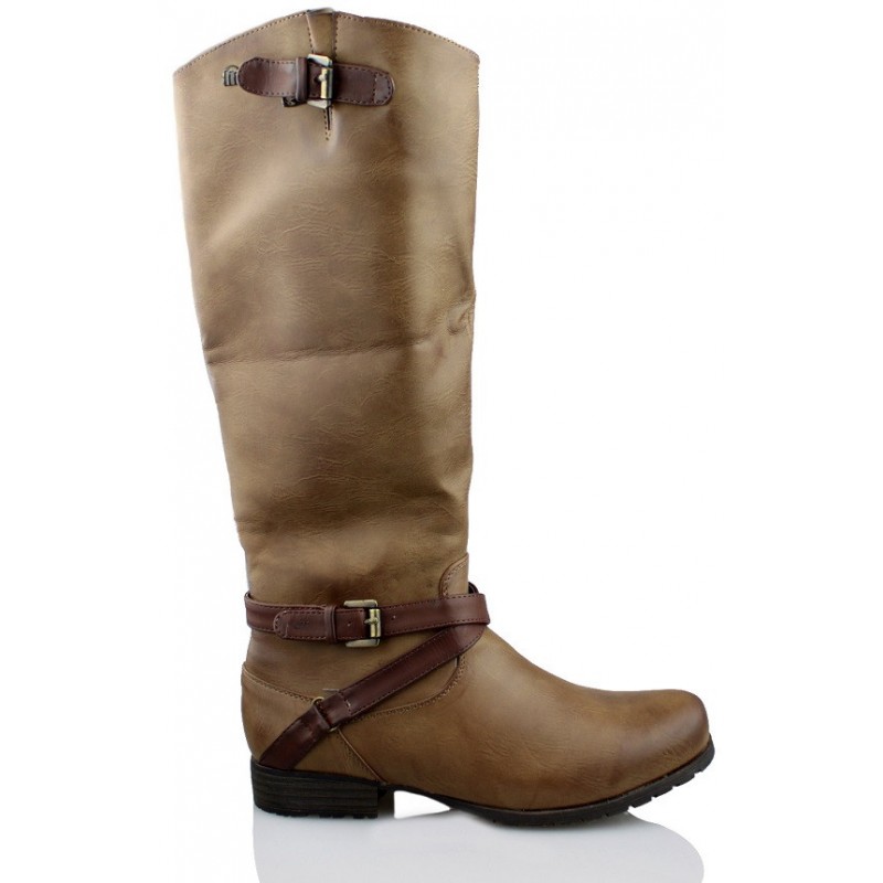 MUSTANG BOTA ALTA PLANA  MUJER  MARRON