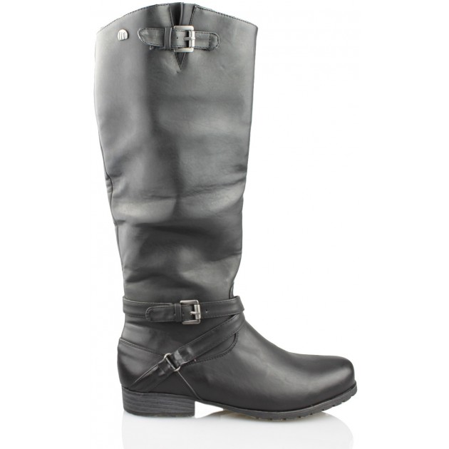 MUSTANG BOTA ALTA PLANA MUJER NEGRO