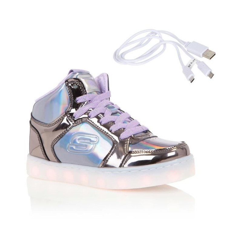 Tênis SKECHERS CINZENTO E ROXO  GRIS