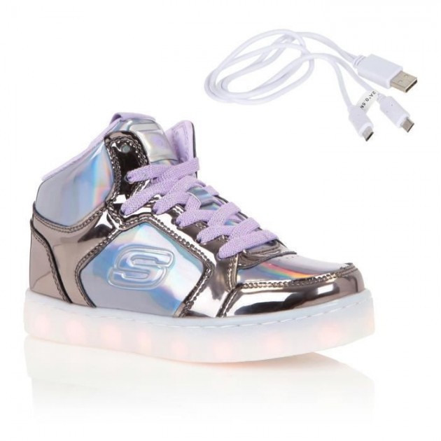 Tênis SKECHERS CINZENTO E ROXO GRIS