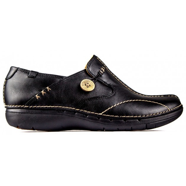 CLARKS A LOOP LEATHER LEATHER BLACK