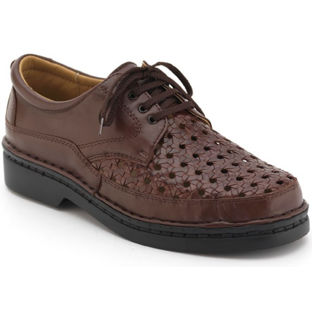 SAPATOS CALZAMEDI COM VELCRO COMODO MÃO SEM EMENDA H MARRON