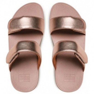 SANDÁLIA FITFLOP FV6 LULU SLIDES DE COURO AJUSTÁVEIS ROSE_GOLD