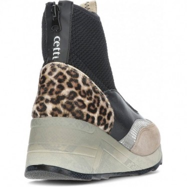 BOTIN CETTI C-1334 CAMURÇA-TRICÔ ANIMAL PRINT BLACK