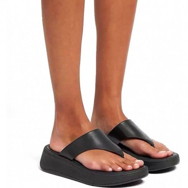 SANDÁLIA FITFLOP FW4 F-MODE LTH FLATFORM TOE-PO BLACK