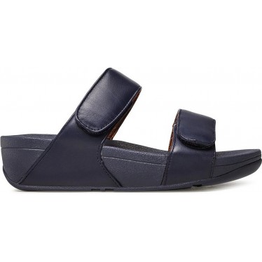 SANDÁLIA FITFLOP FV6 LULU SLIDES DE COURO AJUSTÁVEIS MIDNIGHT_NAVY