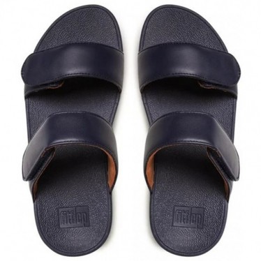 SANDÁLIA FITFLOP FV6 LULU SLIDES DE COURO AJUSTÁVEIS MIDNIGHT_NAVY