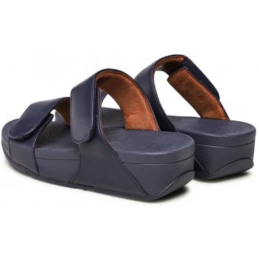 SANDÁLIA FITFLOP FV6 LULU SLIDES DE COURO AJUSTÁVEIS MIDNIGHT_NAVY