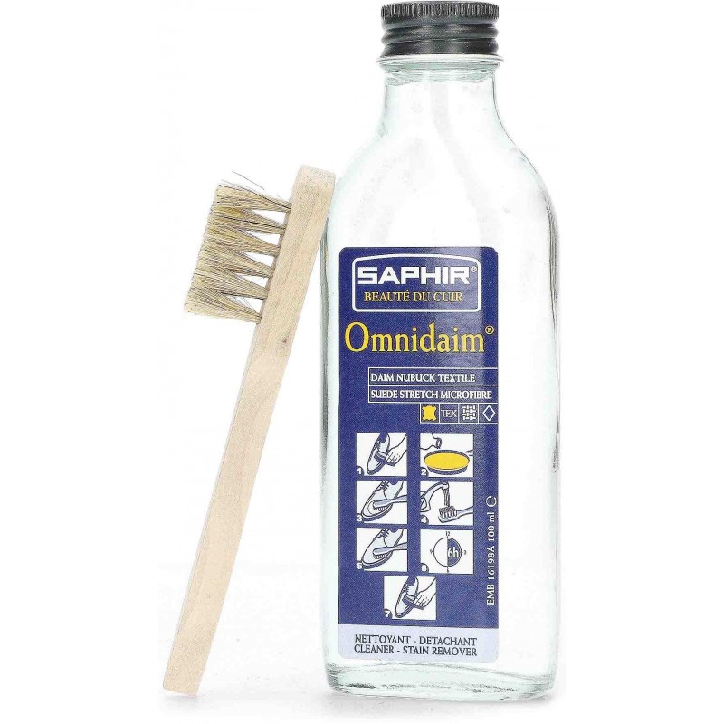 SAPHIR OMNIDAIM LIMPADOR PARA CAMURÇA E NUBUCK 100ML COM REFERÊNCIA 16198A INCOLORO