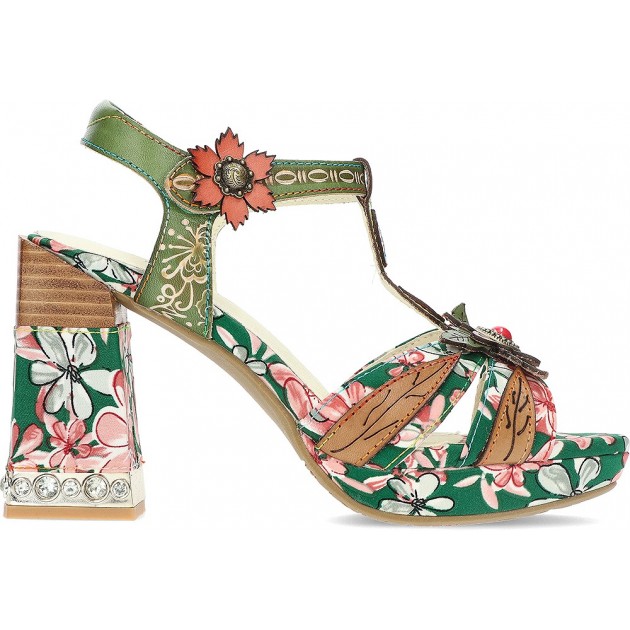 SAPATOS SALTO LAURA VITA NAYAO FLORAL_VERDE