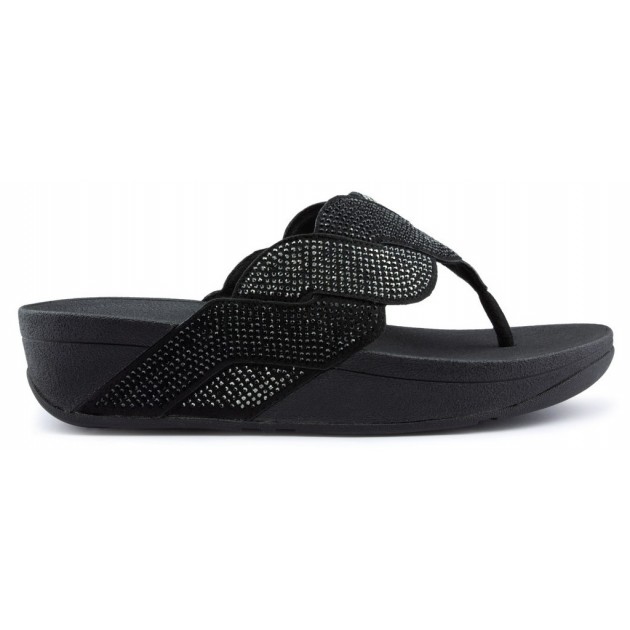 FITFLOP PAISLEY CORDA TOE THONGS Sandálias BLACK