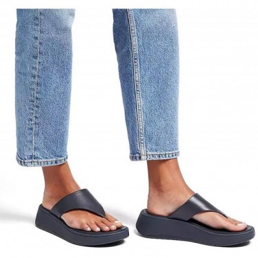 SANDÁLIA FITFLOP FW4 F-MODE LTH FLATFORM TOE-PO MIDNIGHT_NAVY