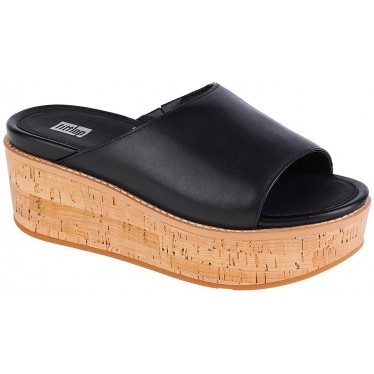 SANDÁLIA FITFLOP ELOISE CORK WRAP LTHR WG SLIDE FT5 BLACK