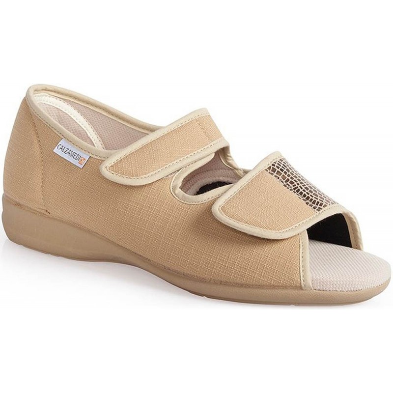 SANDÁLIA CALZAMEDI 3084 ESPECIAL LARGURA BEIGE