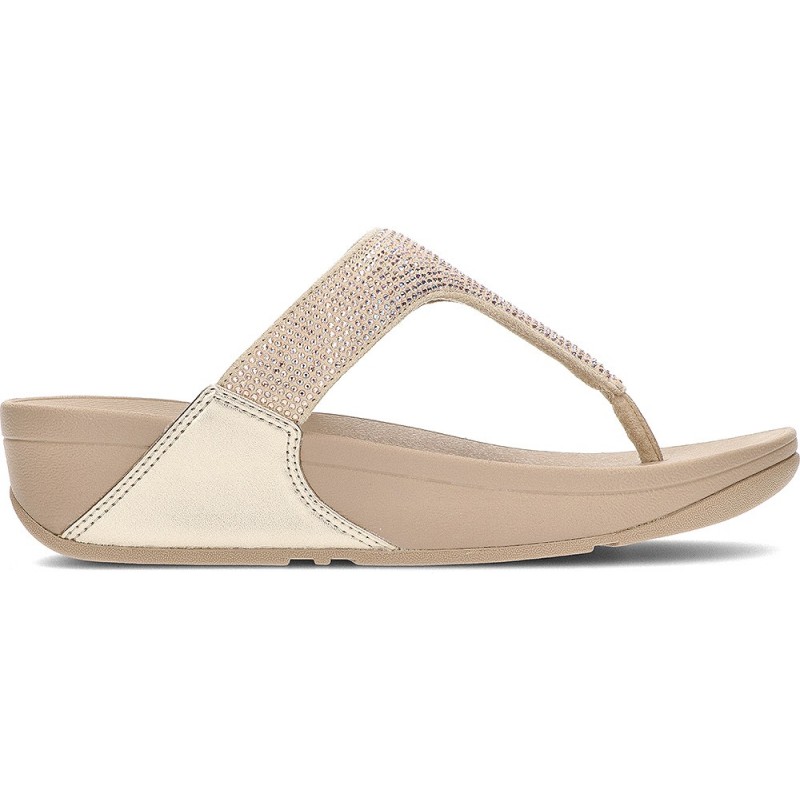 SANDÁLIAS FITFLOP ENFEITADAS COM CRISTAL LULU BEIGE