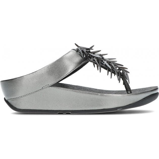 Sandálias metálicas com miçangas FitFlop HI7 Rumba PEWTER_BLACK Sandálias metálicas com miçangas FitFlop HI7 Rumba PEWTER_BLACK