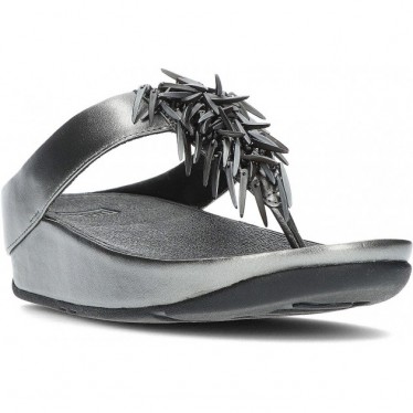 Sandálias metálicas com miçangas FitFlop HI7 Rumba PEWTER_BLACK