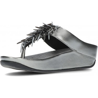 Sandálias metálicas com miçangas FitFlop HI7 Rumba PEWTER_BLACK