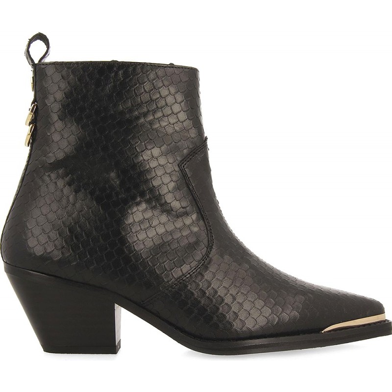 GIOSEPPO SMYRNA Botins de couro estilo cowboy 73230 NEGRO