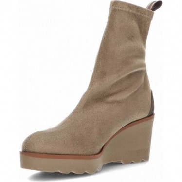 Bota feminina PEDRO MIRALLES 26475 camurça elástica TAUPE