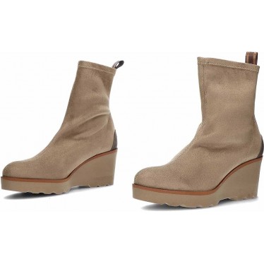 Bota feminina PEDRO MIRALLES 26475 camurça elástica TAUPE