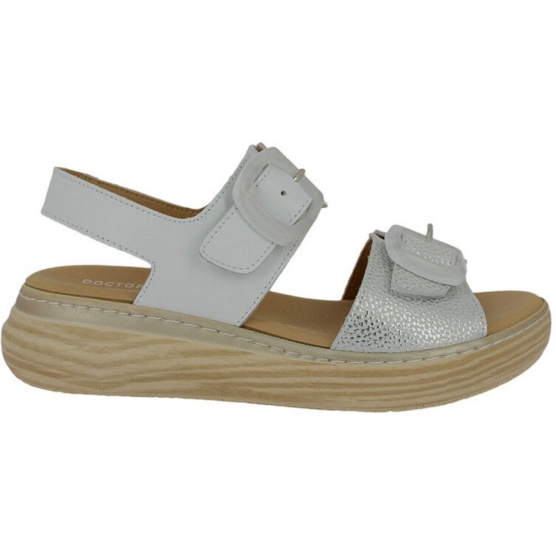 Sandálias femininas autoadesivas Doctor Cutillas 46019 BLANCO