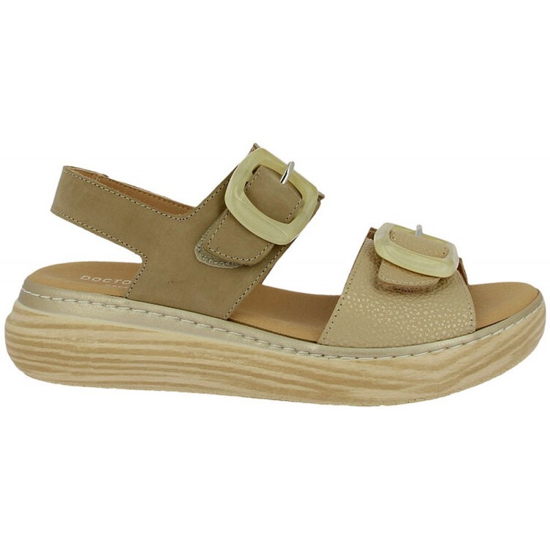Sandálias femininas autoadesivas Doctor Cutillas 46019 TAUPE