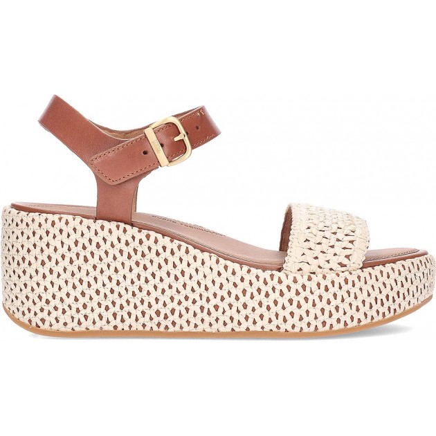 Sandálias de plataforma FITFLOP com salto anabela trançado JG1 TAN_IVORY Sandálias de plataforma FITFLOP com salto anabela trançado JG1 TAN_IVORY