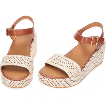 Sandálias de plataforma FITFLOP com salto anabela trançado JG1 TAN_IVORY