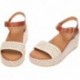Sandálias de plataforma FITFLOP com salto anabela trançado JG1 TAN_IVORY