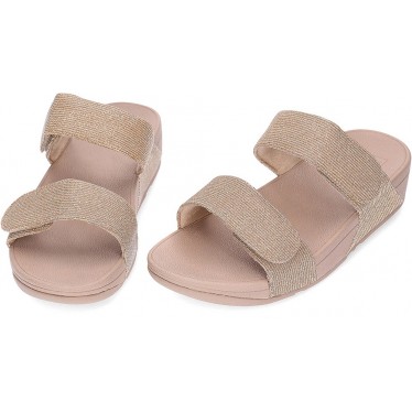 Sandálias deslizantes FitFlop FZ9 Lulu ajustáveis Shimmerlux LATTE_BEIGE